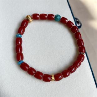 天然科西卡红珊瑚直切18k金手链手串5.6-6mm原色阿卡沙丁黑赤血速