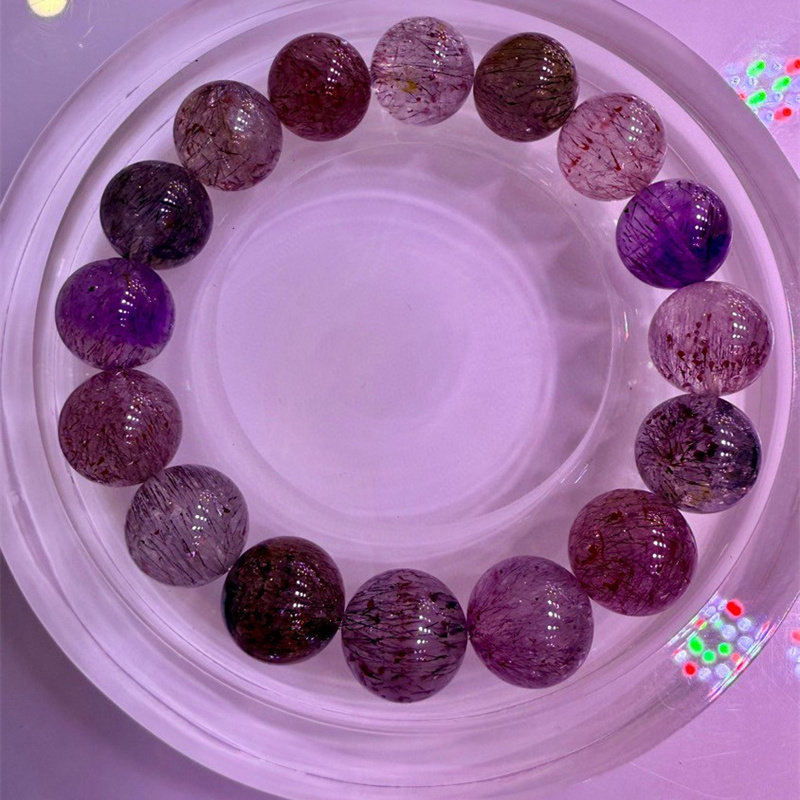 巴西天然糖果色系彼岸花超七手链晶体通透矿物质多三轮骨干13mm贺