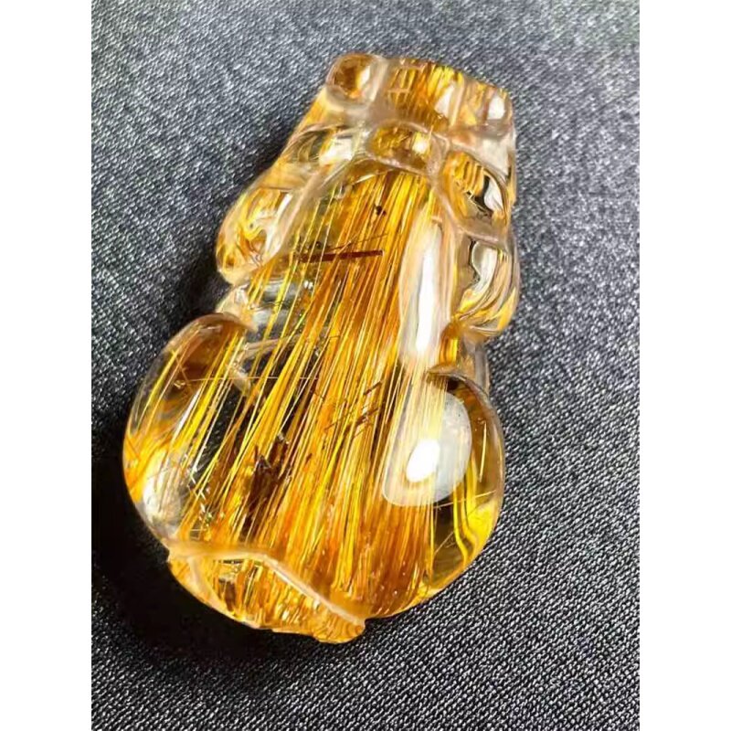 天然水晶老矿巴西满顺铜发晶貔貅吊坠项链31克原矿顺发猫眼板钛速