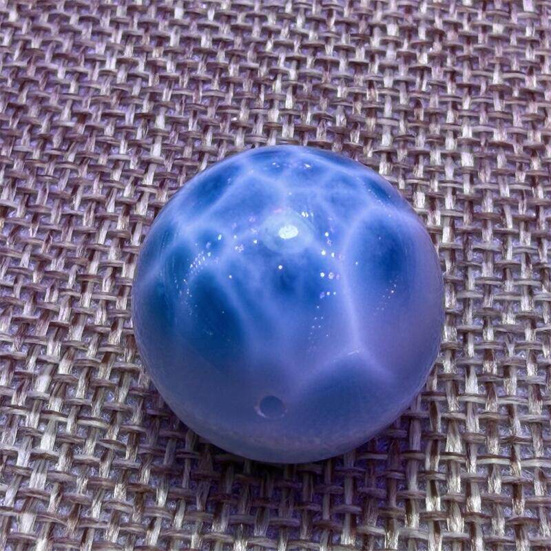 天然水晶多米尼海纹石单珠20mm龟纹玉化针钠钙石拉利玛无优化