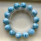 天然水晶海纹石手链手串16mm天空蓝龟背玉化拉利玛多米尼无优化速