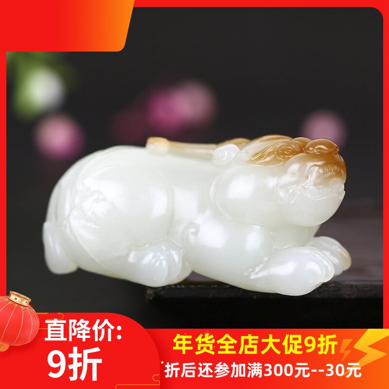 181新疆和田玉吊坠 天然且末料糖羊脂白玉貔貅挂件 0346 a5