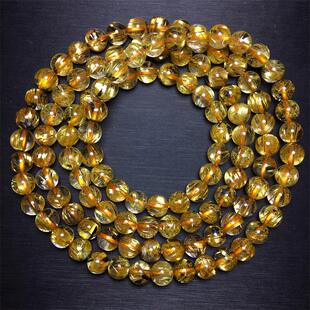 天然水晶金发晶巴西板钛晶猫眼佛珠手链手串7.5mm原矿顺发邮