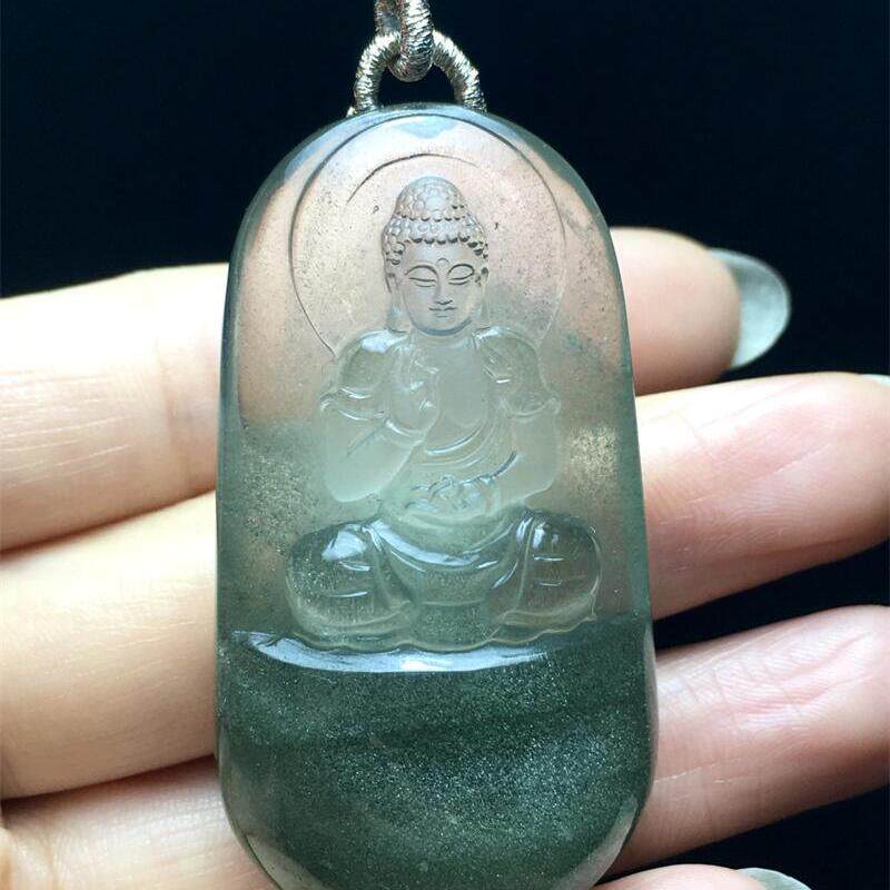 天然水晶巴西绿幽灵生肖狗猪守护神项链吊坠40克千层山翠绿透体