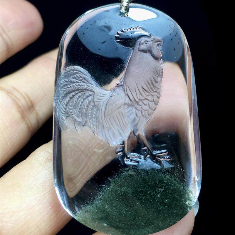 天然水晶巴西绿幽灵雄鸡报晓女款项链吊坠37.2克聚宝盆翠绿净体秀,饰品/流行首饰/时尚饰品新,颈饰,淘宝优惠券,粉丝福利购,淘宝优惠卷