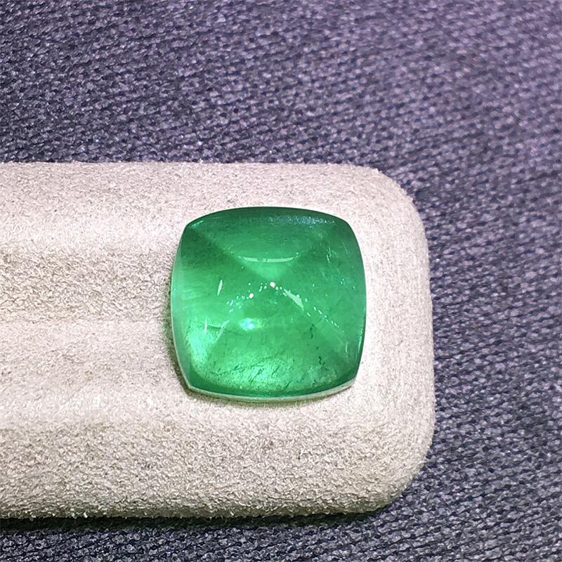 天然素面祖母绿糖塔满火彩裸石镶嵌耳钉戒指7.05ct吉尔德证书悠
