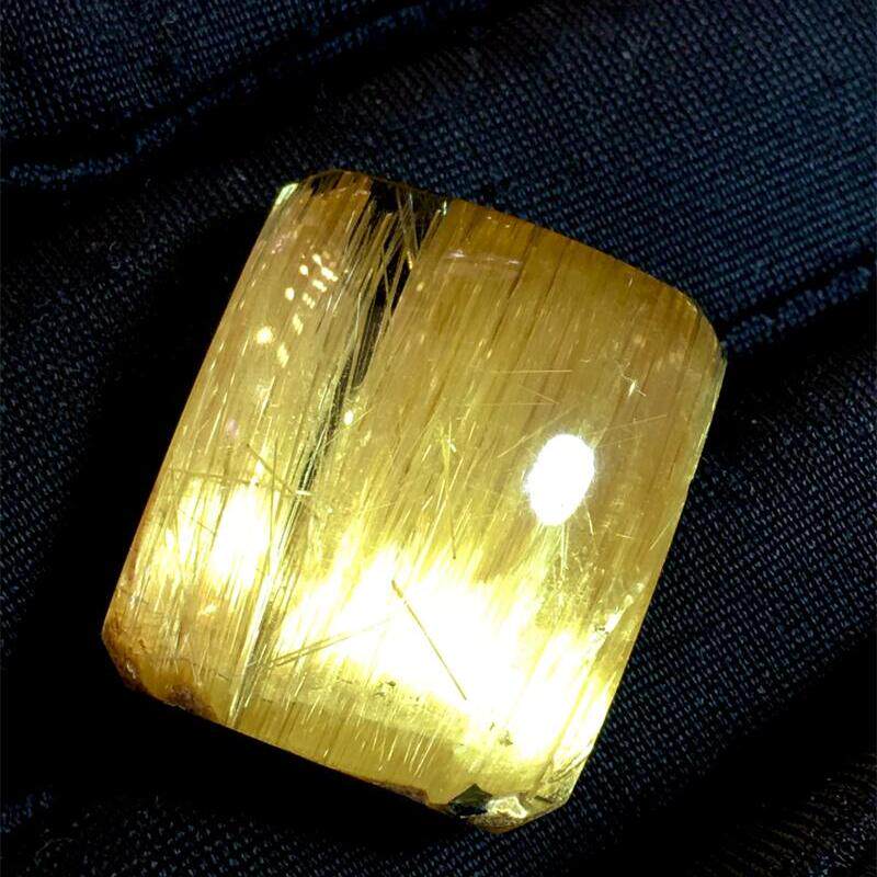 天然巴西原矿金发晶钛晶水晶满发方戒面镶嵌锁骨坠顺发板钛猫眼邮