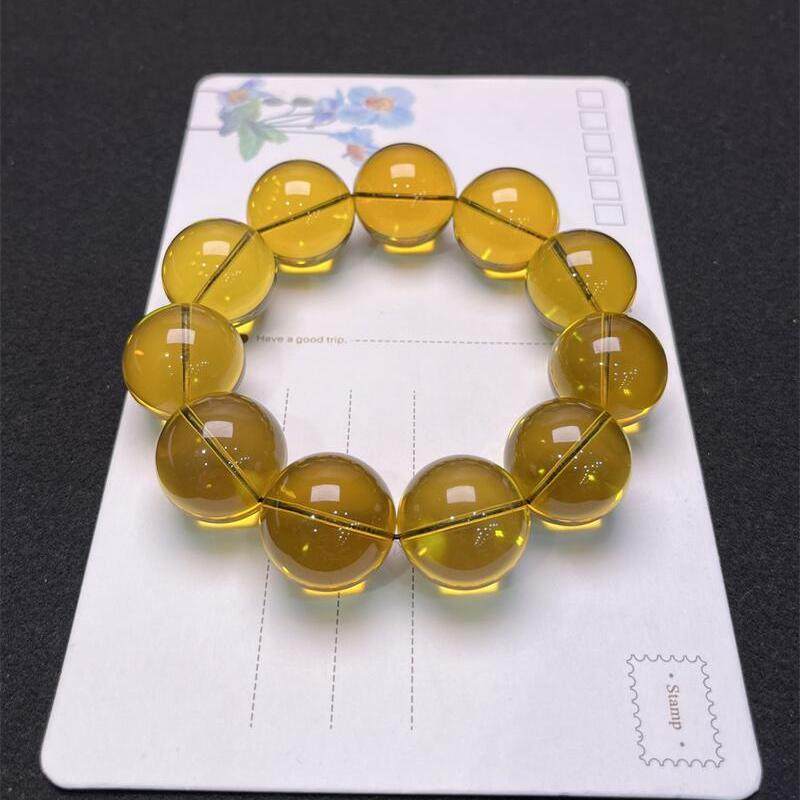 天然墨西哥原矿蓝珀手链手串20.8mm5A净水无优化无烤色琥珀秀