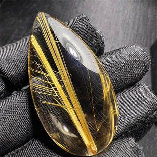 天然水晶金发晶巴西板钛晶猫眼水滴形裸石吊坠项链18.4克原矿邮