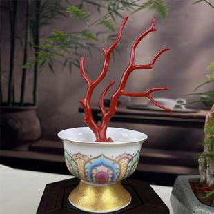 天然意大利科西卡黑牛血红珊瑚树摆件135x100mm阿卡沙丁深海红颂