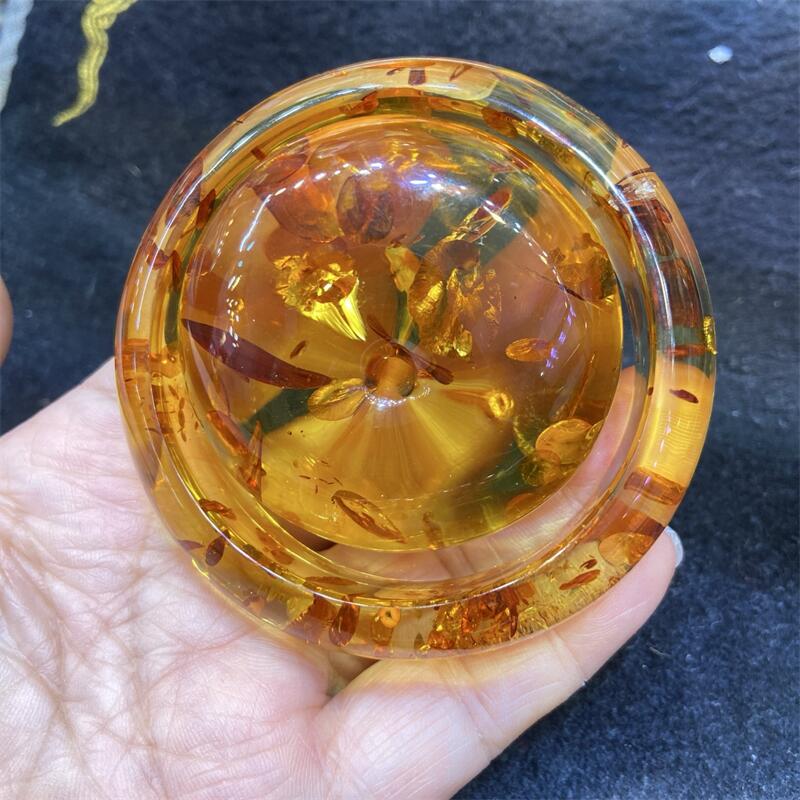 天然俄料原矿花珀一套镯心手镯58圈口花瓣艳丽无优化无烤色琥珀