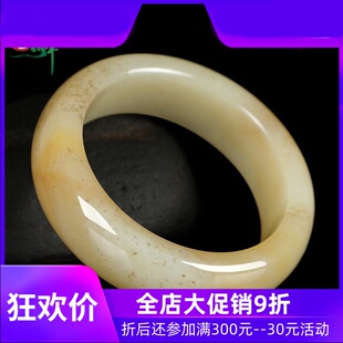 和田玉糖料手镯天然玉石玉器女款宽条手环镯子玉镯手饰品yzf