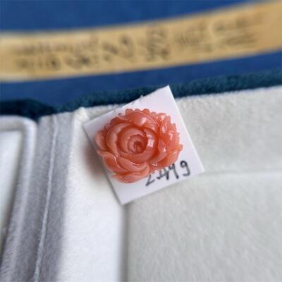 天然台湾莫莫珊瑚牡丹花diy戒指吊坠2.49g原色momo宝石阿卡粉色速