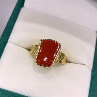 天然日本阿卡珊瑚s925银戒指有机宝石沙丁牛血红深海红科西嘉颂