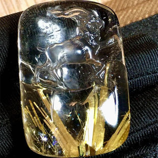 天然水晶金发晶巴西板钛晶猫眼生肖羊吊坠项链31.2克原矿顺发邮