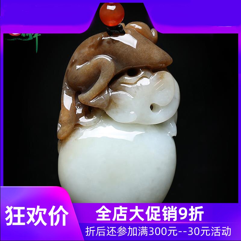 和田玉糖白玉猴吊坠男女款生肖猴挂件天然玉石灵猴献寿玉坠yzf