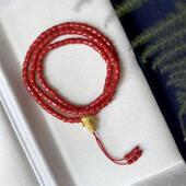 天然珊瑚三圈手链手串4.2mm原色有机宝石阿卡沙丁深海红科西嘉速