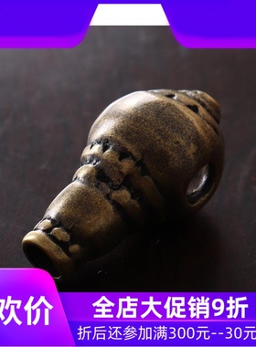 手工黄铜藏式素面佛头 藏传文玩三通配饰 菩提手串三通佛头配件qb