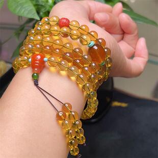 天然俄料原矿蓝珀108颗女款项链多圈手链手串9mm无优化无烤色