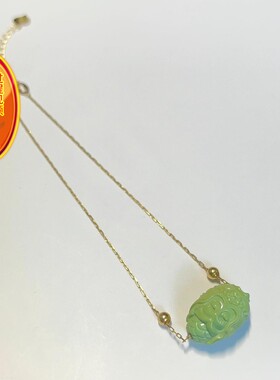 天然湖北原矿绿松石苹果绿美人鱼手链手串菜籽黄色系 18k金镶嵌jz