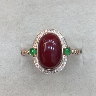 赤血阿卡珊瑚戒指黑赤血原色有机宝石沙丁牛血红深海红科西嘉颂