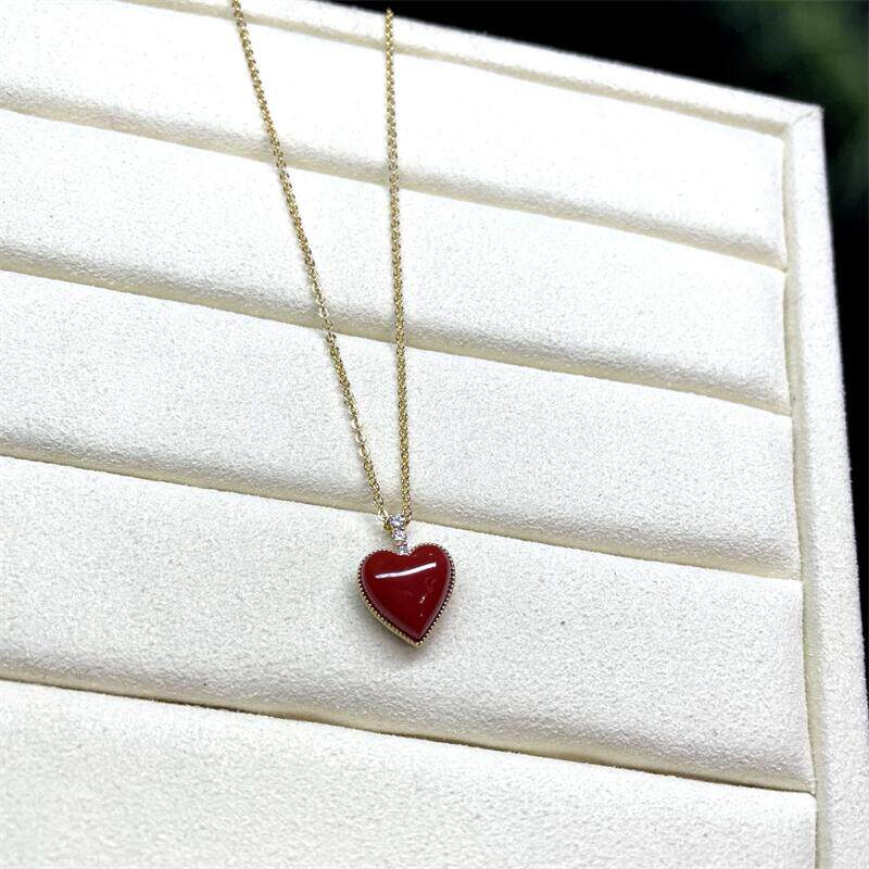 天然日本阿卡珊瑚18k金爱心项链吊坠原色阿卡沙丁牛血红科西嘉