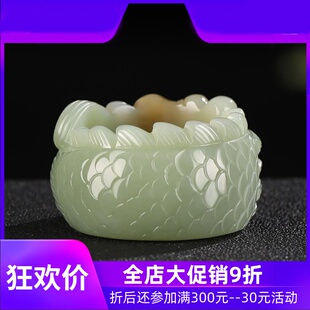 和田玉龙扳指男款大拇指且末糖玉石指环霸气戒指文玩手把件mzr