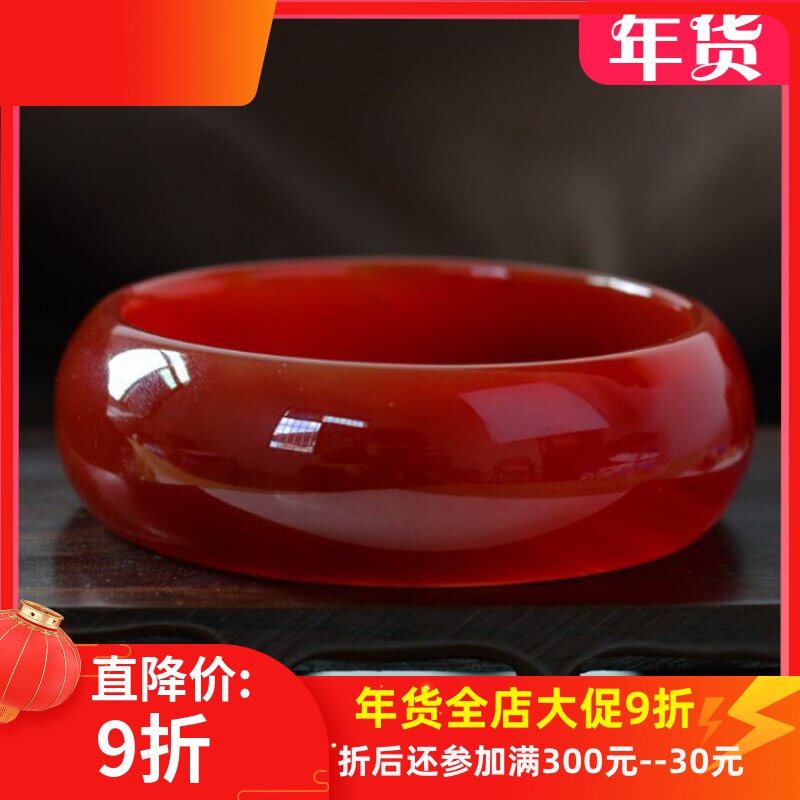 292玉器巴西天然a货玛瑙手镯红色玛瑙女士玉镯 玉石红色加宽
