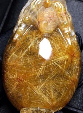 天然水晶金发晶巴西板钛晶猫眼花龙龟摆件128.2g原矿顺发邮