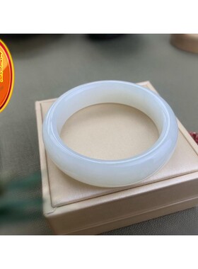 天然新疆和田玉羊脂玉57.7mm圈口手镯 轮胎版 重73.3克 配证书bh