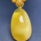 天然俄料原矿蜜蜡水滴项链吊坠25.6克金绞蜜无优化无烤色琥珀速