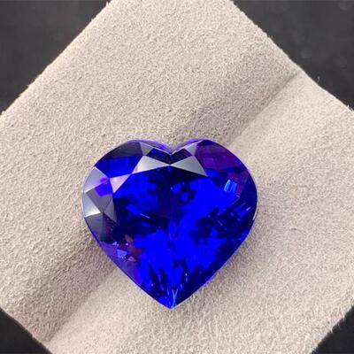 天然坦桑石心形玻璃体皇家蓝色火彩好10.16ct裸石耳钉耳坠项链悠