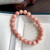 天然台湾莫莫珊瑚手链手串8.2mm原色momo有机宝石阿卡粉色白粉速