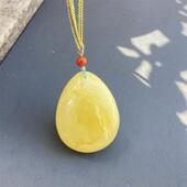 天然俄料原矿蜜蜡水滴女款 项链吊坠18克白花无优化无烤色琥珀速