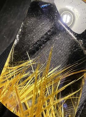 天然水晶金发晶巴西板钛晶猫眼平安无事牌大牌吊坠项链75.9g邮