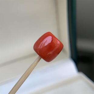 天然莫莫momo珊瑚鼓珠多宝配珠10x9mm原色阿卡沙丁牛血红科西嘉颂