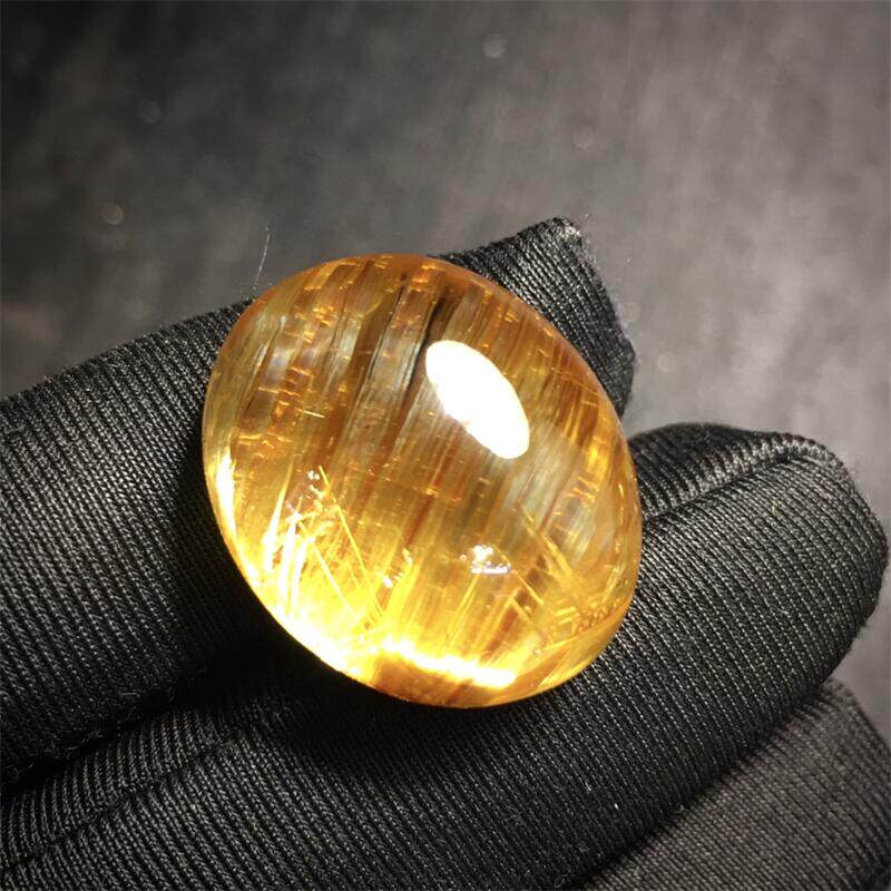 天然水晶金发晶巴西板钛晶猫眼蛋面戒面吊坠项链10.5克原矿顺发邮