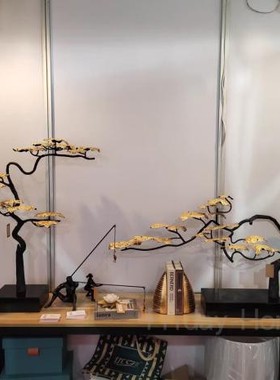 铁装饰新中式玄关迎客松摆件定制