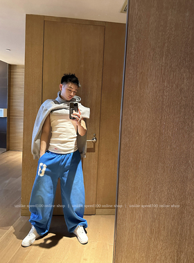 uniike油腻客 LA篮球俱乐部 美式宽松男女休闲潮牌蓝色运动裤