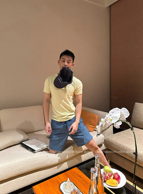 uniike油腻客【海洋泡泡蓝】最近很爱的蓝色4分短裤 速干运动百搭