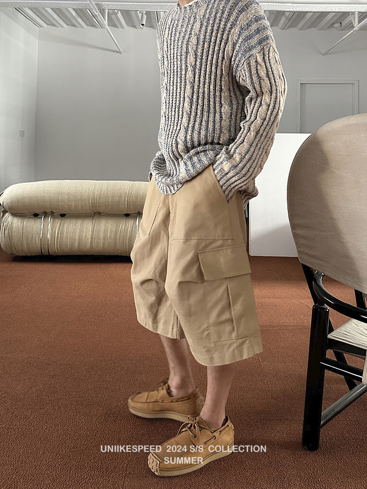 uniike油腻客 私服裤子 终于来啦！廓型弯刀7分工装裤男潮牌小众