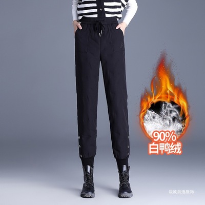 高腰白鸭绒棉裤/羽绒裤