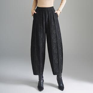 花苞裤女秋冬季新款宽松高腰大码灯笼裤休闲显瘦小个子九分哈伦裤