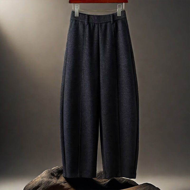 黑色百搭加绒醋酸羊毛休闲裤