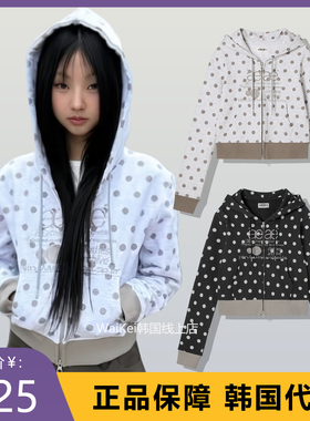 韩国潮牌aeae卫衣开衫拉链连帽女纯棉外套女春秋新款波点上衣长袖