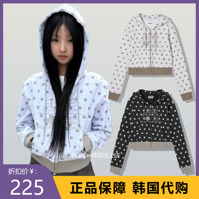 韩国潮牌aeae卫衣开衫拉链连帽女纯棉外套女春秋新款波点上衣长袖