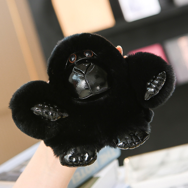 可爱獭兔毛大黑猩猩汽车钥匙扣毛绒公仔猴子背包包挂饰皮草小挂件