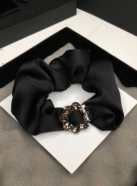 发圈头绳镶钻皮套黑色简约气质发绳日韩水晶钻头花头饰大肠圈发饰