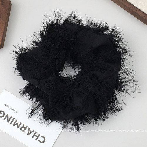 韩系黑色毛边大肠圈发圈