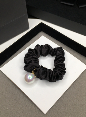 小号珍珠发圈皮套黑色百搭扎头发马尾皮筋粗基础款头绳女头饰发饰
